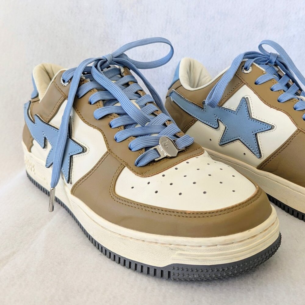A Bathing Ape Bape Sta Low #4 Beige Sky Blue Men's Size 12 with Box